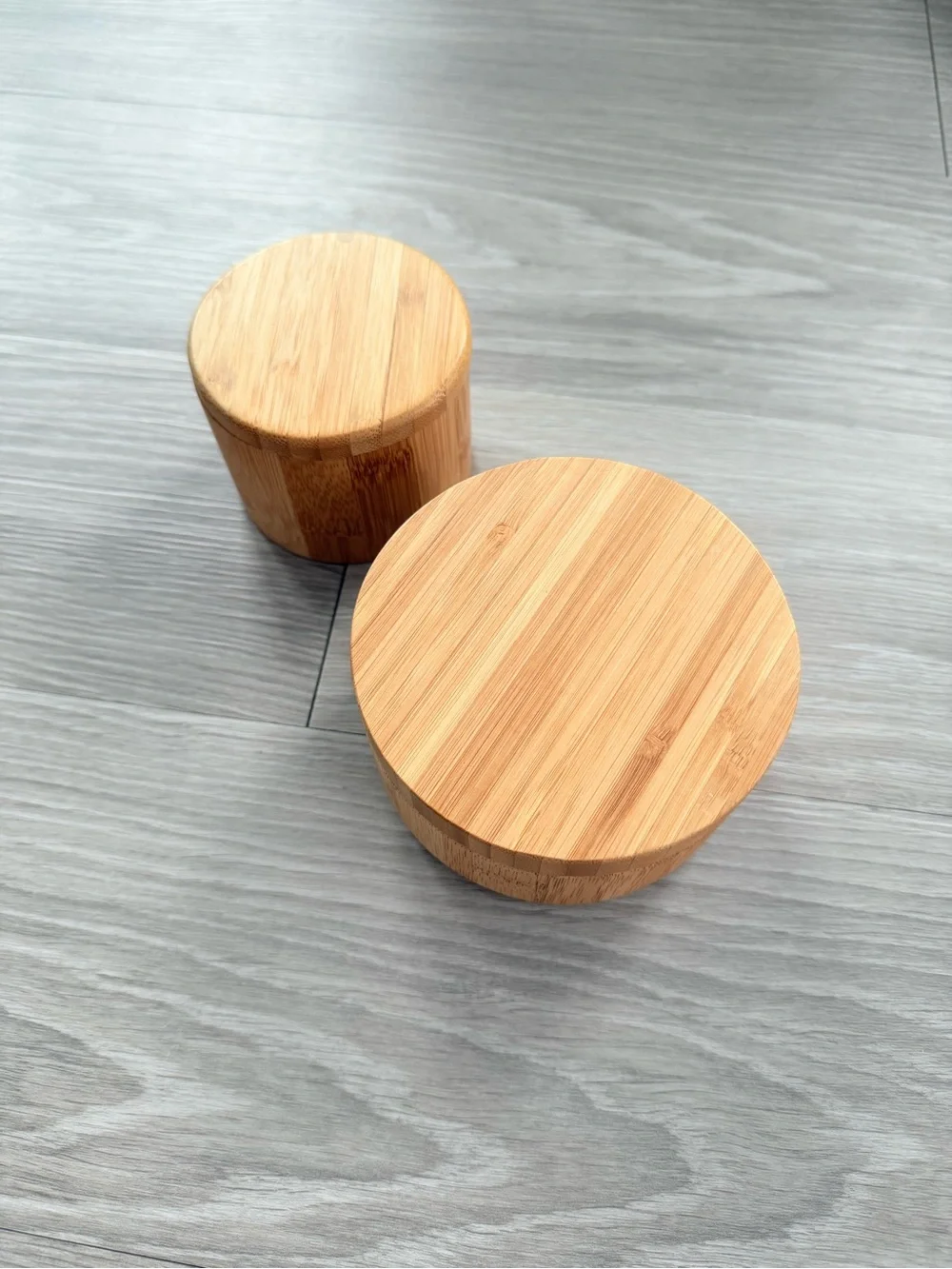 Bamboo Salt Pepper Two-Piece Storage Jars with Lids - Natural Wood